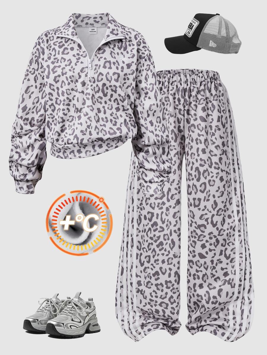 Tween Girls Long Sleeve Fleece Fall Outfits 2pcs Set Sweatshirt Set, Vintage, Loose, Knit, Casual, Vacation