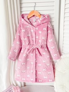SHEIN 少女心愛心圖案保暖內裡加厚絨毛連帽長袖居家服 秋冬睡衣 粉色可愛 - 粉色 - 查看 8