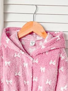 SHEIN 少女心愛心圖案保暖內裡加厚絨毛連帽長袖居家服 秋冬睡衣 粉色可愛 - 粉色 - 查看 3