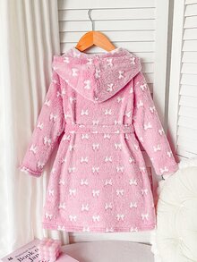 SHEIN 少女心愛心圖案保暖內裡加厚絨毛連帽長袖居家服 秋冬睡衣 粉色可愛 - 粉色 - 查看 2
