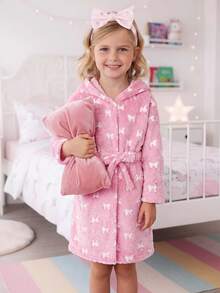 SHEIN 少女心愛心圖案保暖內裡加厚絨毛連帽長袖居家服 秋冬睡衣 粉色可愛 - 粉色 - 查看 7