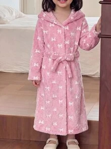 SHEIN 少女心愛心圖案保暖內裡加厚絨毛連帽長袖居家服 秋冬睡衣 粉色可愛 - 粉色 - 查看 9