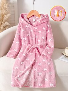 SHEIN 少女心愛心圖案保暖內裡加厚絨毛連帽長袖居家服 秋冬睡衣 粉色可愛 - 粉色 - 查看 11