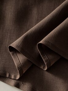 LUMIGAL Blus Wanita Lengan Panjang Leher Persegi dengan Kancing Depan Asimetris - Coffee Brown - View 4