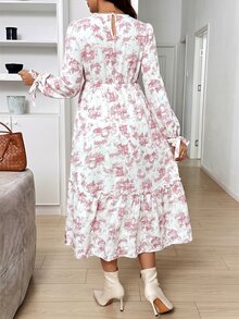 SHEIN Maternity Floral Print Nursing Casual Daily Summer Dress Fall - Pink - View 4
