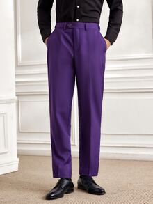 Officeau Men's 3 Pieces Purple Suit Set With Peak-Lapel Blazer, Double-Breasted Waistcoat & Trousers, Luxury Tuxedo For Weddings, Evening Events - Purple - View 8