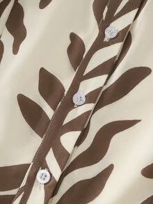 SHEIN 女款秋冬V領前開衩襯衫，抽繩休閒襯衫，簡約通勤優雅上衣，適合辦公室穿著與宴會場合 - 卡其色 - 查看 6
