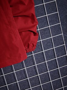 Manfinity RebelGame Loose Fit Men's Long Sleeve Letter Patched Half-Button Hooded Jacket, For Fall, Vacation, Father's Day Gifts, Football - Red - View 5
