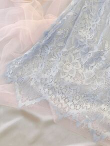 DelicateAllure 2 chiếc váy ngủ size lớn màu xanh nhạt phối ren, cổ chữ V sâu, thiết kế đan chéo xuyên thấu, phong cách lãng mạn thanh khiết tinh tế sang trọng - Màu xanh lam - Xem 3