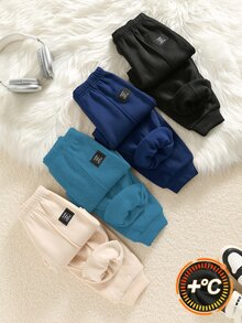 SHEIN 兒童 4 件組小男孩運動長褲 冬季開學首日穿搭 婚禮賓客裝 Glamorique Kids 生日男孩款 - 彩色 - 查看 4