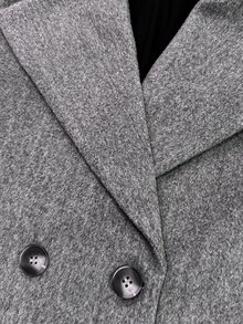 Balvessa Elegant Fashion Daily Wear Commute Short Wool Coat Loose Fit Long Sleeve Grey Spring Autumn Winter - Grey - View 8