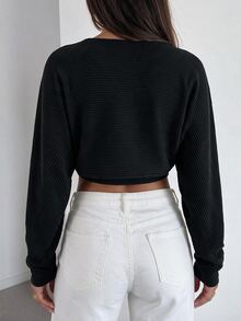 Selianne Setelan 2 Potong Longgar Elegan untuk Wanita, Model Bandeau Renda Kontras, Cocok untuk Streetwear dan Pemakaian Sehari-hari - Hitam - View 2