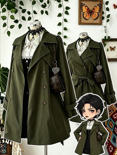 Sunspun Plus Double Breasted Belted Trench Coat Fall
