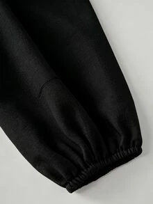 LUMIGAL 女款白色長袖不對稱鈕扣裝飾襯衫 - 黑色 - 查看 3
