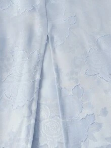SHEIN MOD 露肩花瓣袖胸前抓皺開衩碎花洋裝，淺藍色花卉夏季野餐度假鄉村風 - 藍色 - 查看 8