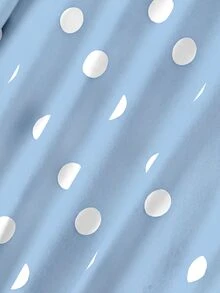 SHEIN MOD Gaun Rajut Panjang Leher Tinggi Motif Polkadot Biru untuk Wanita, Cocok untuk Pesta Kebun, Piknik, Musim Panas, Romantis, dan Bergaya Vintage. - Biru - View 6