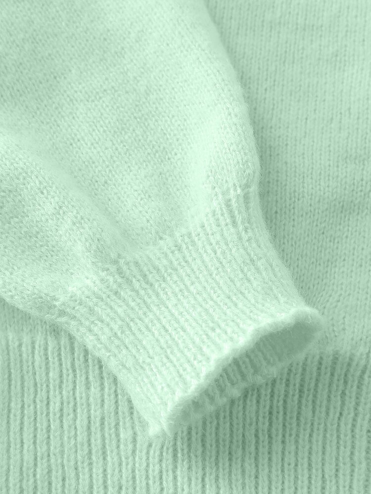 Genkimix Kids Girls' Fashion Casual Fresh Short Solid Color Autumn/Winter Hooded Knit Cardigan Sweater - Green - View 5