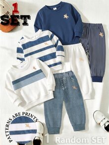 Young Boys 1-Pack Random Set Horse Graphic Crewneck Sweatshirt And Pants Outfit - Multicolor - View 1