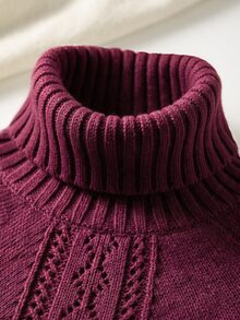 Flora Isola Flora Isola Elegant High Neck Fringe Trim Design Shawl Sweater For Women - Red - View 7