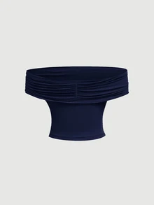 SHEIN MOD 3-Way Wear Women's Solid Color Slim Fit Navy Camisole,Sexy Tops - Navy Blue - View 8