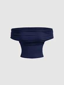 SHEIN MOD 3-Way Wear Women's Solid Color Slim Fit Navy Camisole,Sexy Tops - Navy Blue - View 7