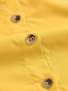 SHEIN MOD Women's Solid Color Button Design Pocket Casual Strap Yellow Dress,Bohemia, Wedding Guest Dress - Yellow - View 6