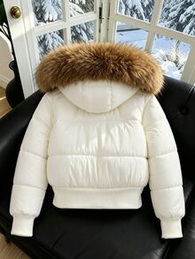 SHEIN Teen Girls Winter Coats Work Senior 2027 White Cute Baggy Streetwear - Apricot - View 4