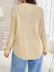SHEIN Maternity Gentle Style Versatile Long Sleeve Sweater Comfortable Minimalist - Khaki - View 7