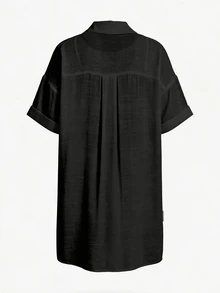 SHEIN Swim Women's Solid Color Kimono Cover-Up For Vacation And Leisure Summer - Black - View 9