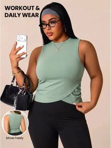 Easithlete Easithlete Women's Plus Size 2026 New Comfortable 4-Way Stretch Sports Tropical Cow Girl Tank Top Gym Sage Green Summer - Multicolor - View 1