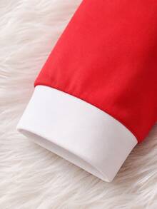 2pcs Baby Boy Jumpsuit Romper Cute Red Santa Claus Graphic Snap Button Long Sleeve Round Neck Regular Christmas Autumn Holiday Jumpers Matching Hat - Multicolor - View 6