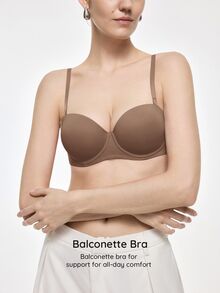 SHEIN 女款純色舒適日常穿著內衣 - 摩卡棕 - 查看 5
