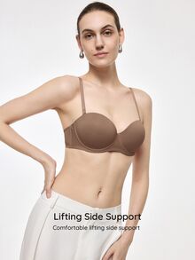 SHEIN 女款純色舒適日常穿著內衣 - 摩卡棕 - 查看 10