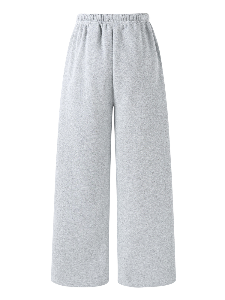 SHEIN Teen Girls Casual Baggy Urban Outdoor Spring Autumn Winter Knit Straight Leg Sweatpants Formal Work Grey White Black Winter - Grey - View 2