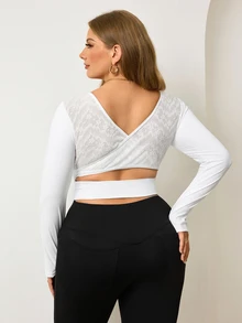 Easithlete Easithlete Women's Plus Size 2026 New Comfortable 4-Way Stretch Sports Tropical T-Shirt Gym White Autumn - Multicolor - View 3