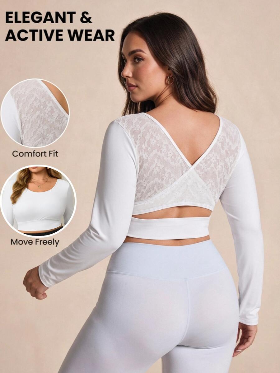 Easithlete Easithlete Women's Plus Size 2026 New Comfortable 4-Way Stretch Sports Tropical T-Shirt Gym White Autumn - Multicolor - View 1