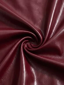 GlowEve CURVE Plus Size Vintage Red PU Vest Designed For Spring And Autumn; Features An Plus Size Collar Design And A Waist Belt That Can Be Tightened To Achieve An Excellent Slimming Effect. The Sleeveless Design Offers Great Flexibility, Making It Easy To Create A Fashionable And Layered Look. - Burgundy - View 4