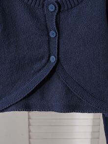Cardigan Pendek Kasual Serbaguna Warna Biru Tua untuk Remaja Perempuan, Cocok untuk Musim Gugur dan Musim Dingin - Navy Blue - View 6