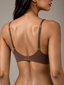 SHEIN 4pcs Soild Color Seamless Deep V Neck Wirefree Bra Soft Skin-Friendly Everyday Lingerie - Multicolor - View 3