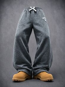 SHEIN Celana Jogging Anak Laki-Laki Remaja Kasual, Serbaguna, Nyaman, Warna Abu-abu, Efek Lusuh, Motif Cetak, Potongan Lurus, Potongan Longgar, Cocok untuk Kembali ke Sekolah, Pesta Ulang Tahun, Acara Malam Hari, Pertunjukan, Pernikahan, Pembaptisan, Upacara Pembukaan, dan Acara Lainnya, Nyaman untuk Dipakai Sehari-hari, Cocok untuk Sekolah, Perjalanan, Olahraga, dan Semua Musim - Grey - View 5