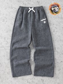 SHEIN Celana Jogging Anak Laki-Laki Remaja Kasual, Serbaguna, Nyaman, Warna Abu-abu, Efek Lusuh, Motif Cetak, Potongan Lurus, Potongan Longgar, Cocok untuk Kembali ke Sekolah, Pesta Ulang Tahun, Acara Malam Hari, Pertunjukan, Pernikahan, Pembaptisan, Upacara Pembukaan, dan Acara Lainnya, Nyaman untuk Dipakai Sehari-hari, Cocok untuk Sekolah, Perjalanan, Olahraga, dan Semua Musim - Grey - View 3