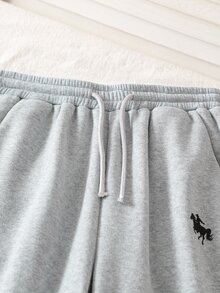 SHEIN Tween Girl's Casual Urban Outdoor Knitted Straight Leg Sports Pants, Paired With Autumn Tops - Grey - View 6