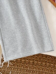 SHEIN Tween Girl's Casual Urban Outdoor Knitted Straight Leg Sports Pants, Paired With Autumn Tops - Grey - View 7