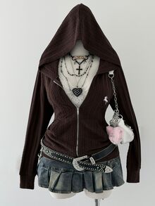 Sunspun Fashionable Knitted Cable Knit Fitted Hooded Sweatshirt Jacket Fall - Multicolor - View 5