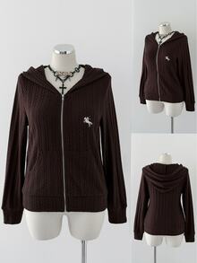 Sunspun Fashionable Knitted Cable Knit Fitted Hooded Sweatshirt Jacket Fall - Multicolor - View 8