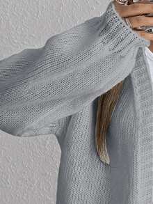 SHEIN Unity Women's Drop Shoulder Long Sleeve Fashion Loose Versatile Cardigan - Grey - View 7