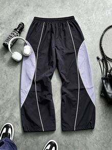 GymRaken 男士拼色休閒日常旅行運動長褲，健身房適用 - 彩色 - 查看 2
