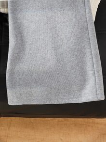 SHEIN Vacaura 少女緊身喇叭褲 時尚字母印花休閒運動長褲 日常穿著 - 灰色 - 查看 7
