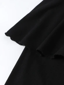 SHEIN 少女酷感休閒百搭優雅二合一裙褲，適合春秋冬季穿著，完美適用於學校、假期與外出 - 黑色 - 查看 6