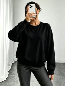 Elenzga 3pcs Plus Size Minimalist Casual Crew Neck Long Sleeve Sweatshirts - Multicolor - View 7